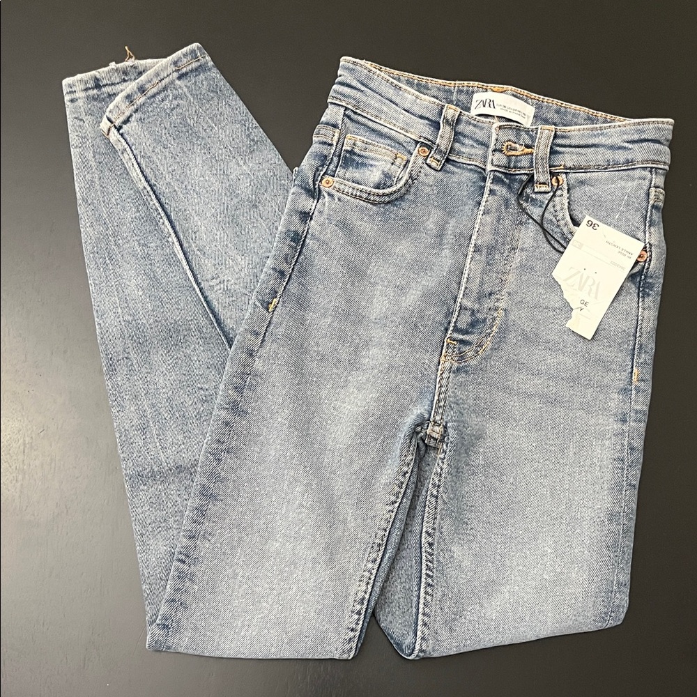 Zara Sky Blue Denim Pants